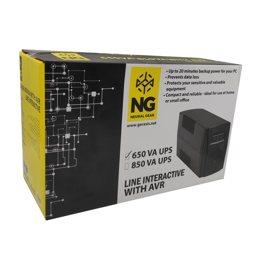 NG UPS 650VA/390W ΜΕ AVR, LINE INTERACTIVE, 2 SCHUKO, 1x 12v7A USB ΘΥΡΑ & RJ11-RJ45 - Image 2