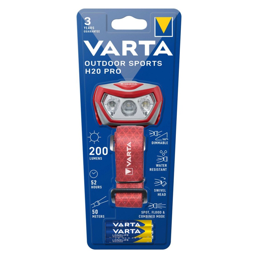 VARTA LED φακός κεφαλής Outdoor Sports H20 Pro, 200lm, IPX4, κόκκινος - Image 2