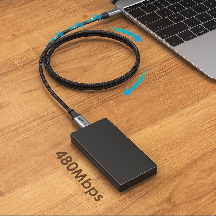 CABLETIME καλώδιο USB-C CMCM60W, 60W PD, 480Mbps, 1m, μαύρο - Image 3