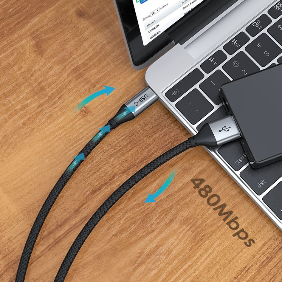 CABLETIME καλώδιο USB-C σε USB CMAM5A, 25W, 480Mbps, 0.25m, μαύρο - Image 3