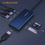 CABLETIME docking station CMHD71, 7 θυρών, USB-C, 100W, 4K, μπλε - Image 2