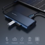 CABLETIME docking station CMHD71, 7 θυρών, USB-C, 100W, 4K, μπλε - Image 4