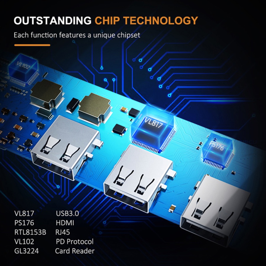 CABLETIME USB hub CT-HUB7, 7x θυρών, 5Gbps, USB-C σύνδεση, γκρι - Image 4