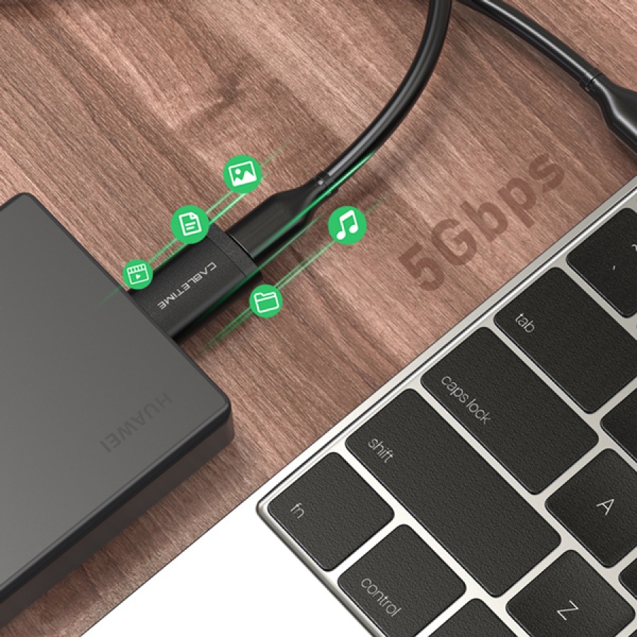 CABLETIME αντάπτορας USB-C σε USB CT-AMCF, 10.5W, 5Gbps, μαύρος - Image 3