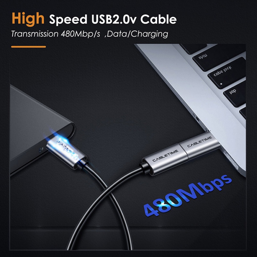 CABLETIME αντάπτορας USB-C σε micro USB CT-CMMCBF, 480Mbps, γκρι - Image 3