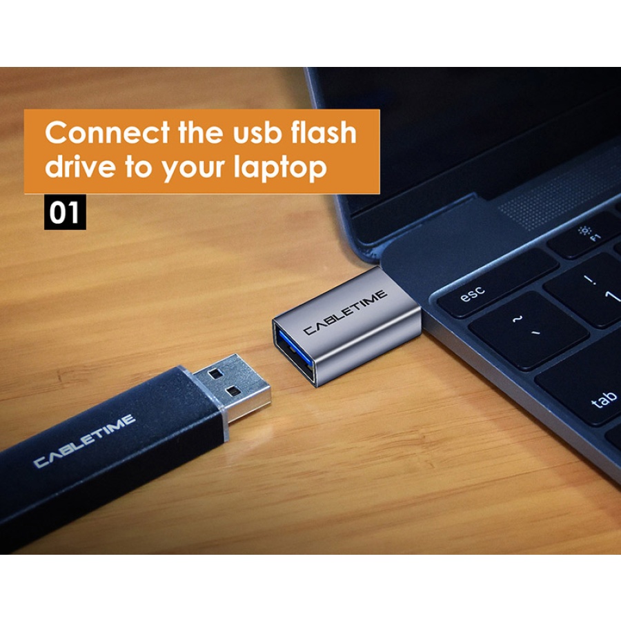 CABLETIME αντάπτορας USB-C σε USB CT-CMAFOTG, 5Gbps, γκρι - Image 3