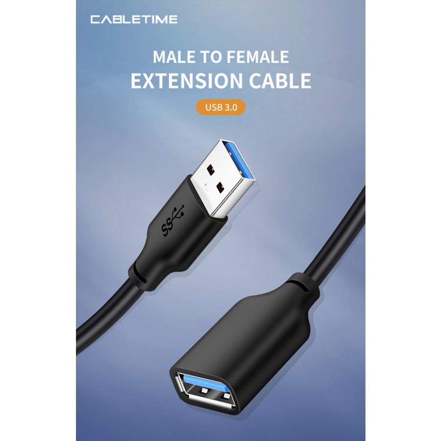 CABLETIME καλώδιο προέκτασης USB CT-AMAFN, 5Gbps, 1m, μαύρο - Image 2