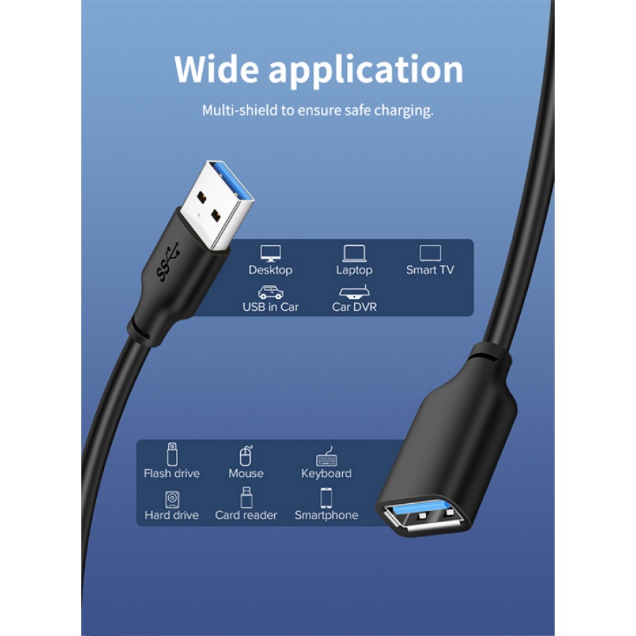 CABLETIME καλώδιο προέκτασης USB CT-AMAFN, 5Gbps, 1m, μαύρο - Image 4