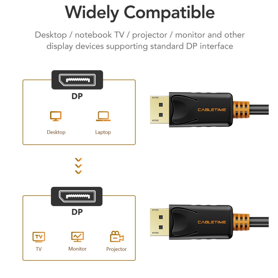 CABLETIME καλώδιο DisplayPort CT-01G, 4K/60Hz, 4.5m, μαύρο - Image 3