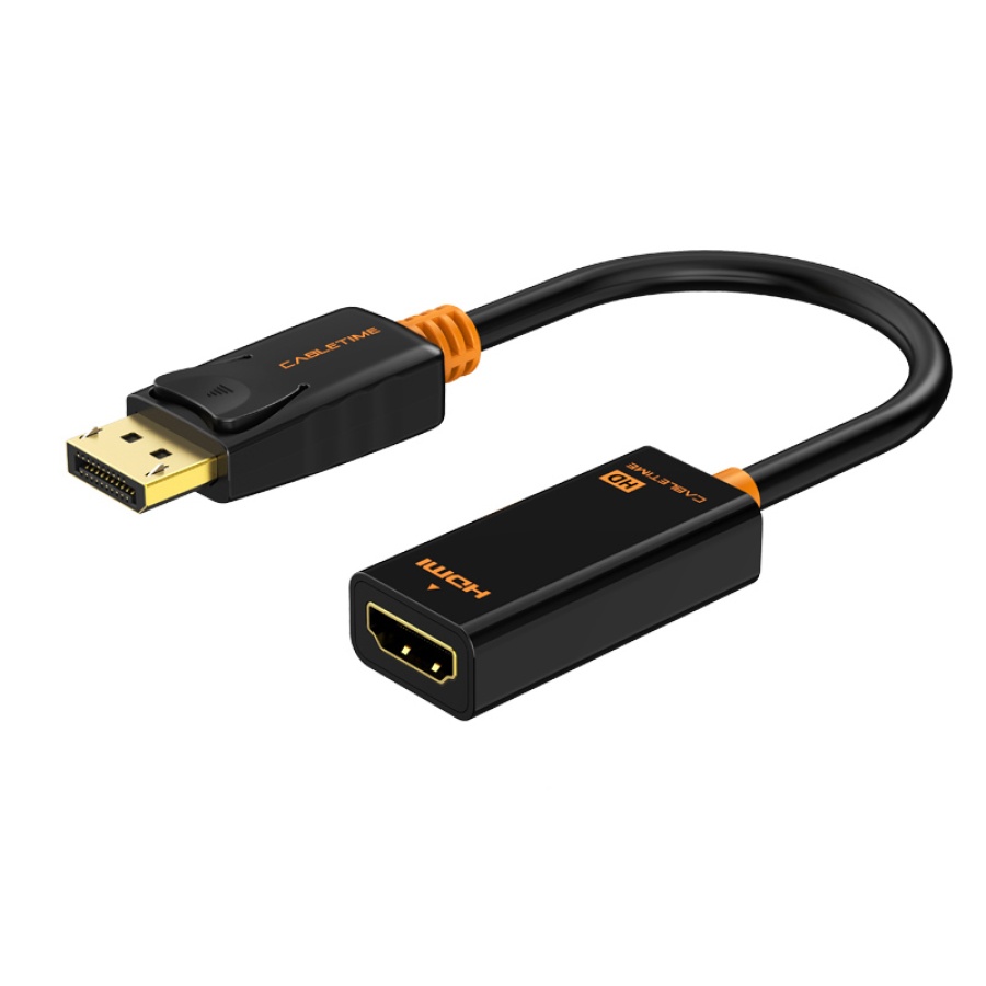 CABLETIME αντάπτορας DisplayPort σε HDMI CT-01G, 1080p, 0.2m, μαύρος