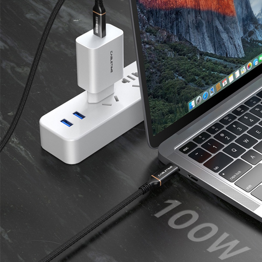 CABLETIME καλώδιο USB-C CT-USB4, 100W, 8K, 40Gbps, 1m, μαύρο - Image 2