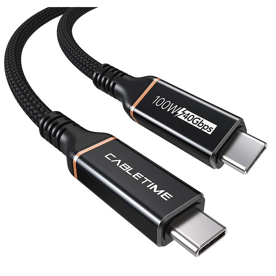 CABLETIME καλώδιο USB-C CT-USB4, 100W, 8K, 40Gbps, 1m, μαύρο