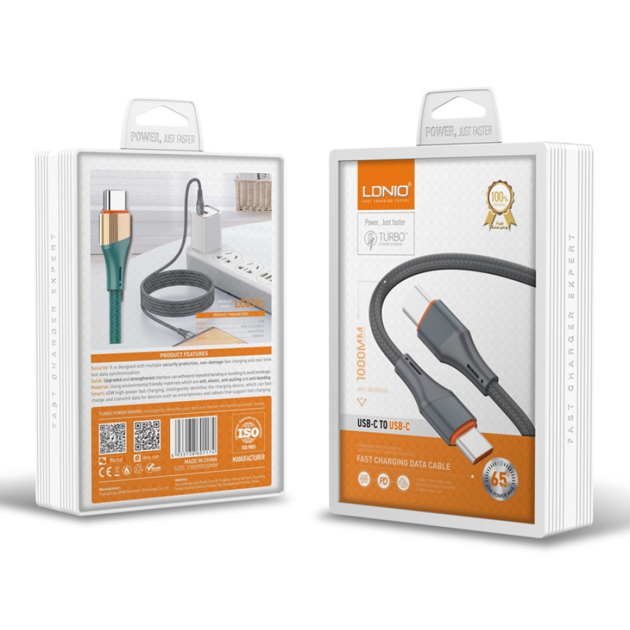 LDNIO καλώδιο USB-C σε USB-C LC631C, 65W PD, 1m, πράσινο - Image 5