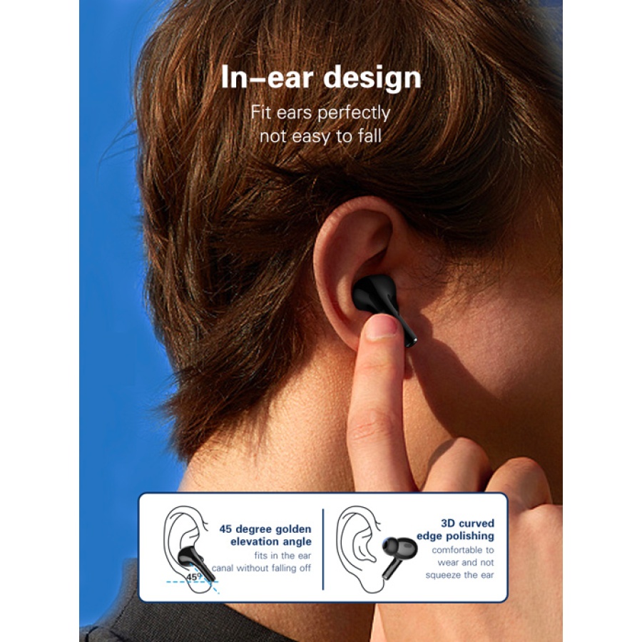 LDNIO earphones με θήκη φόρτισης T02, True Wireless, HiFi, Φ13mm, λευκά - Image 3