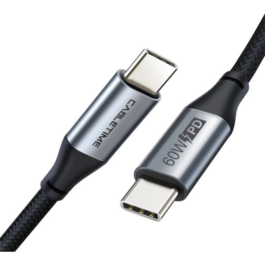 CABLETIME καλώδιο USB-C σε USB-C CT-CMCM, 60W, 480Mbps, 2m, μαύρο