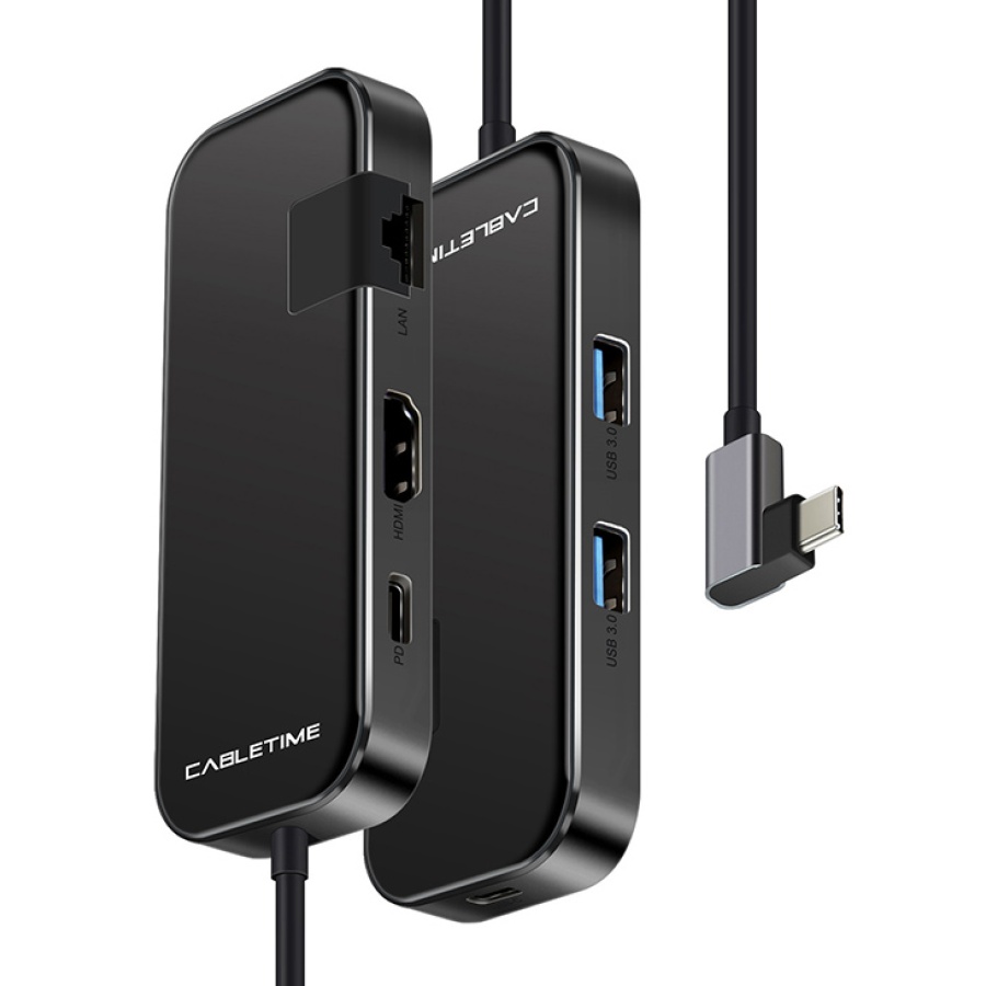 CABLETIME docking station CT-CMHD61G, 6 θυρών, USB-C σύνδεση, 4K, 60W, μαύρο