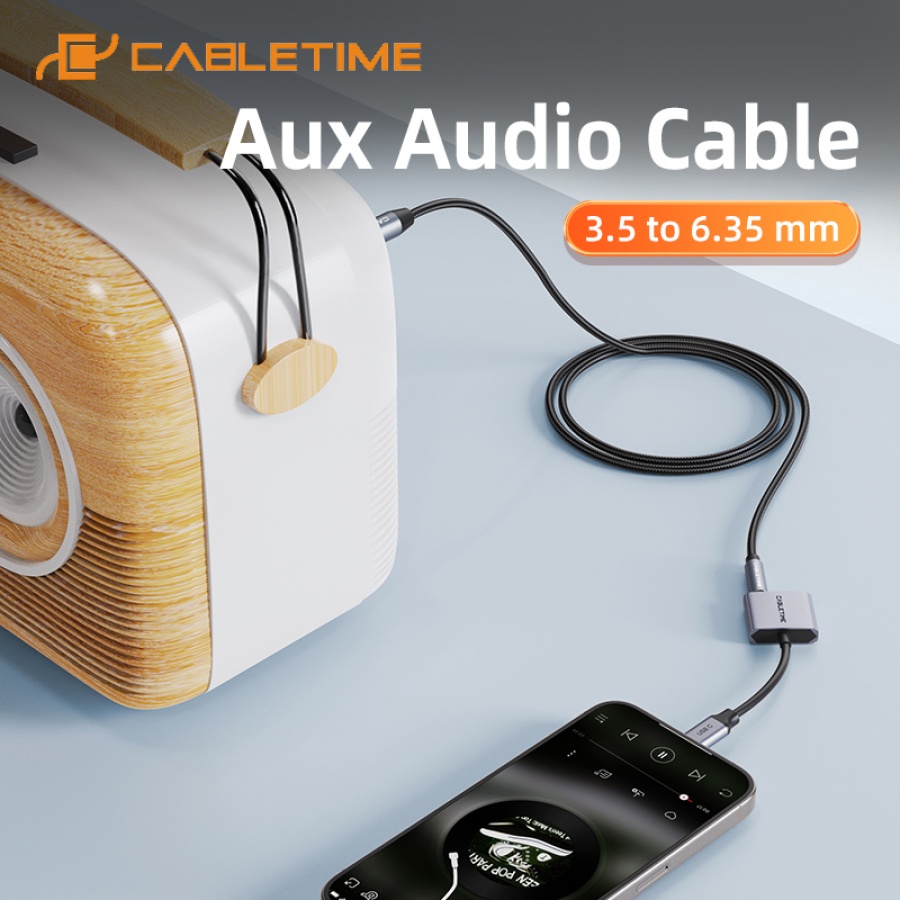 CABLETIME καλώδιο ήχου 3.5mm σε 6.35mm CT-AV321-H11G, 1m, μαύρο - Image 2