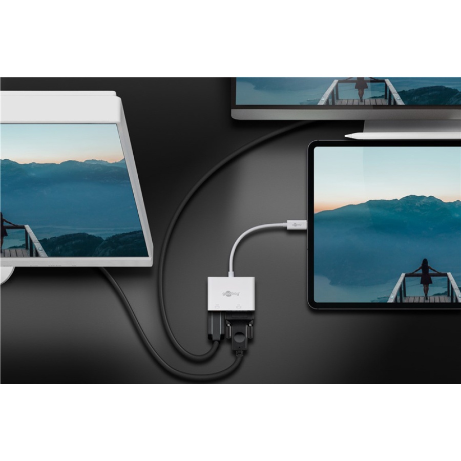 GOOBAY αντάπτορας USB-C σε HDMI & VGA 52430, 4K/60Hz, λευκός - Image 2