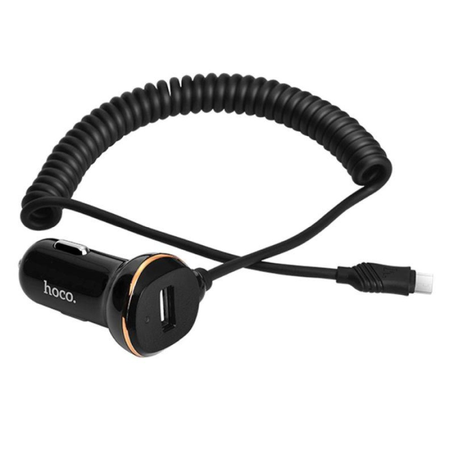 HOCO Z14 SINGLE PORT WITH MICRO USB CABLE CAR CHARGER ΜΑΥΡΟ - Image 2