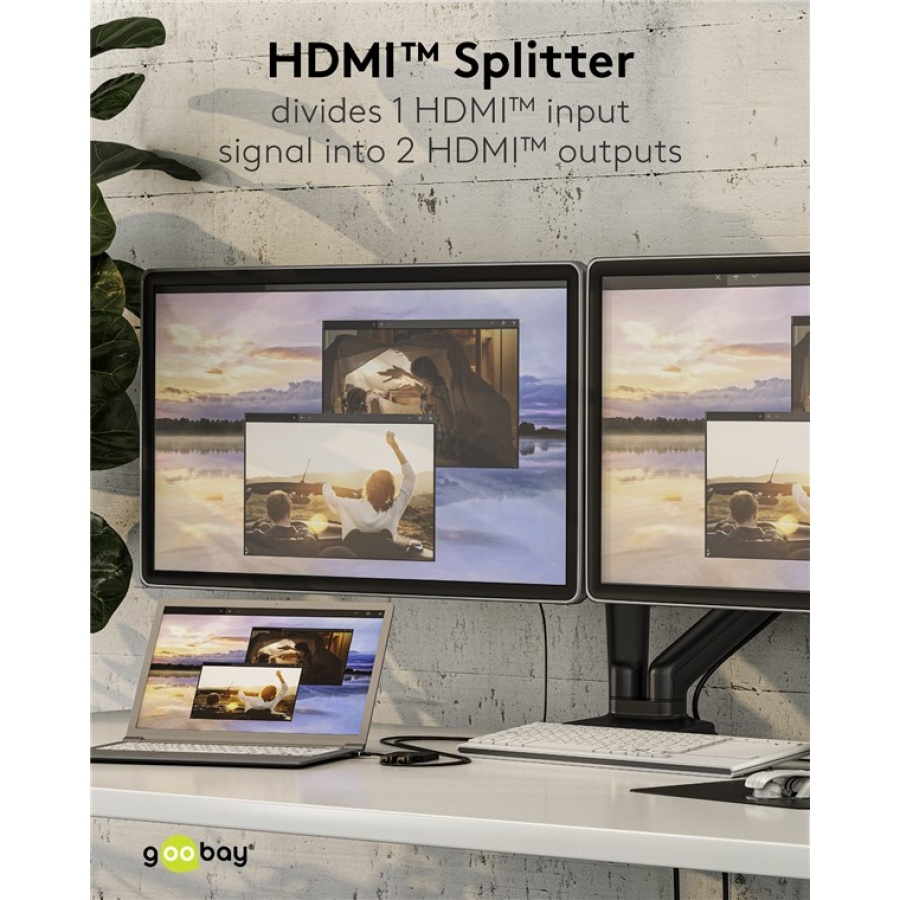 GOOBAY HDMI splitter 58480, 2 σε 1, 4K/30Hz, μαύρο - Image 3