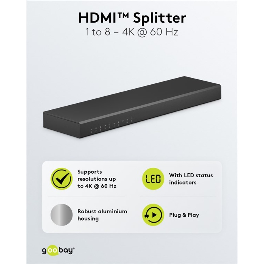 GOOBAY HDMI splitter 58484, 8 σε 1, 4K/60Hz, μαύρο - Image 4