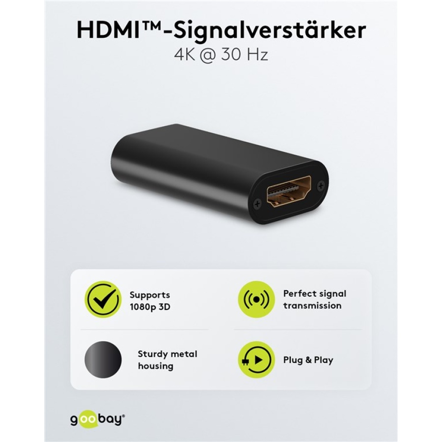 GOOBAY HDMI repeater 58491, 4K/30Hz έως 30m, 1080p 3D έως 40m, μαύρο - Image 3
