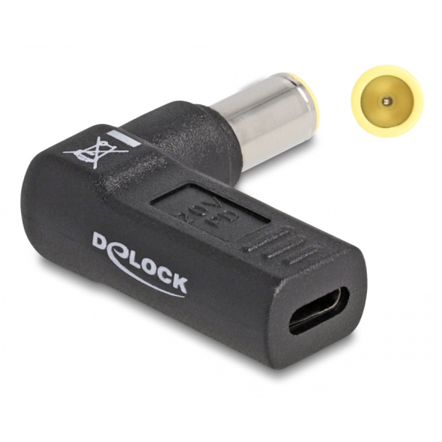 DELOCK αντάπτορας τροφοδοσίας 60012, USB-C σε IBM 7.9x5.5mm, 90°, μαύρος