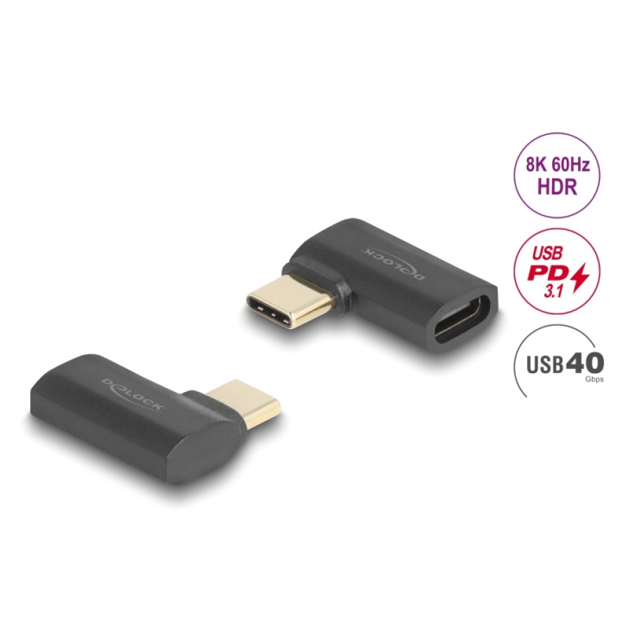 DELOCK αντάπτορας USB-C 60245, αρσενικό σε θηλυκό, 240W, 40Gbps, μαύρος - Image 2