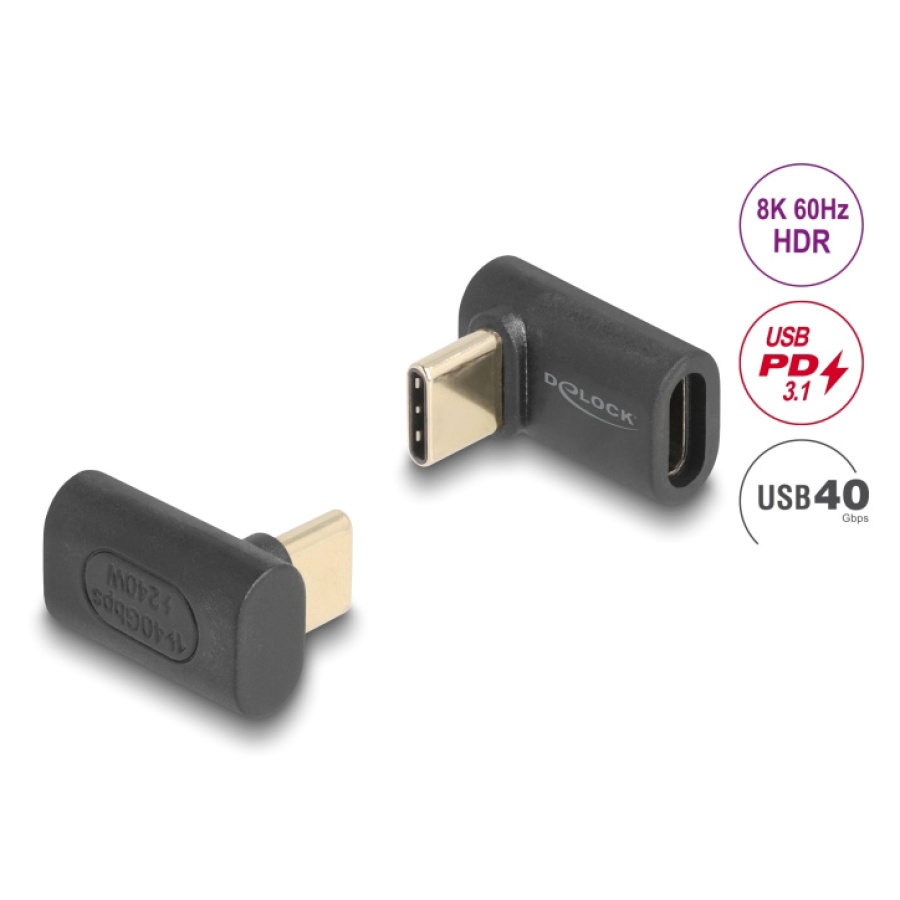 DELOCK αντάπτορας USB-C 60246, αρσενικό σε θηλυκό, 240W, 40Gbps, μαύρος - Image 2