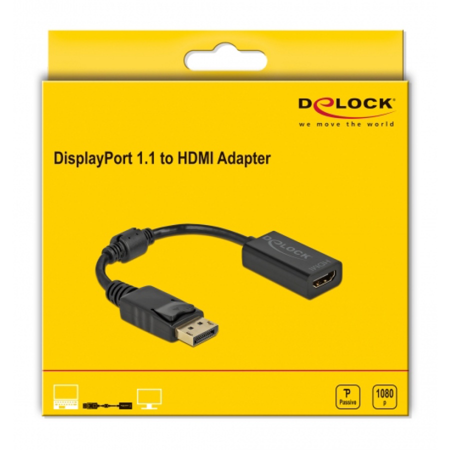 DELOCK αντάπτορας DisplayPort σε HDMI 61011, 1080p/60Hz, Passive, μαύρος - Image 2