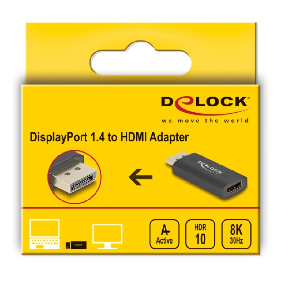 DELOCK αντάπτορας DisplayPort σε HDMI 61055, 8K/60Hz HDR, Active, μαύρος - Image 2