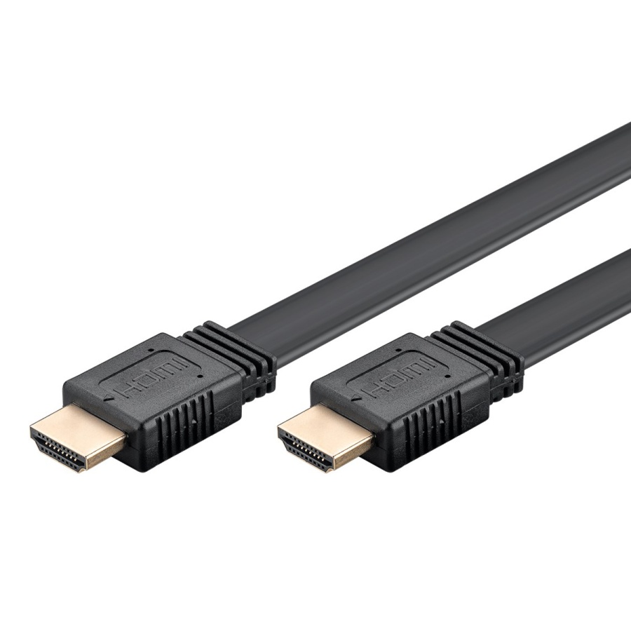 GOOBAY καλώδιο HDMI 2.0 61277, Ethernet flat, 4K/60Hz 18 Gbps, 1m, μαύρο