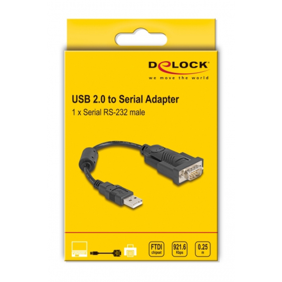 DELOCK αντάπορας USB σε RS-232 61549, 921.6Kbps, 0.25m, μαύρος - Image 2