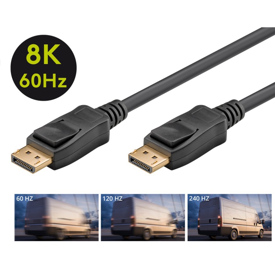 GOOBAY καλώδιο DisplayPort 61696, 8K/60Hz, 32.4 Gbit/s, 1m, μαύρο - Image 2