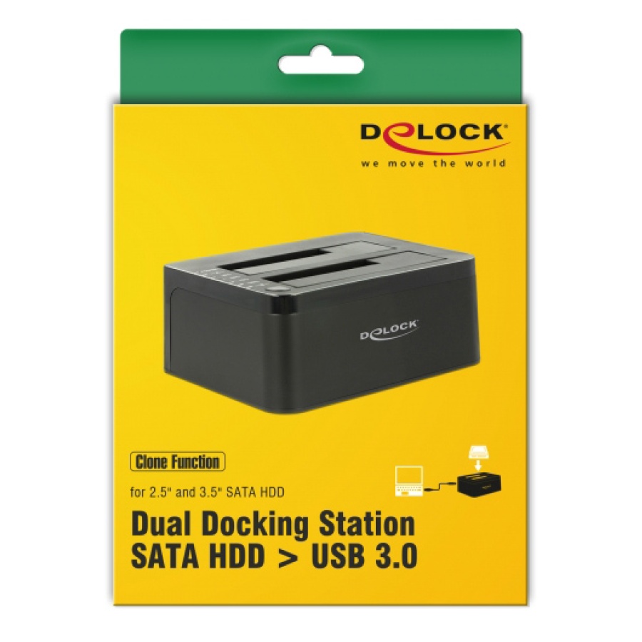 DELOCK docking station 62661, clone function, 2x HDD/SSD, 6Gb/s, μαύρο - Image 6