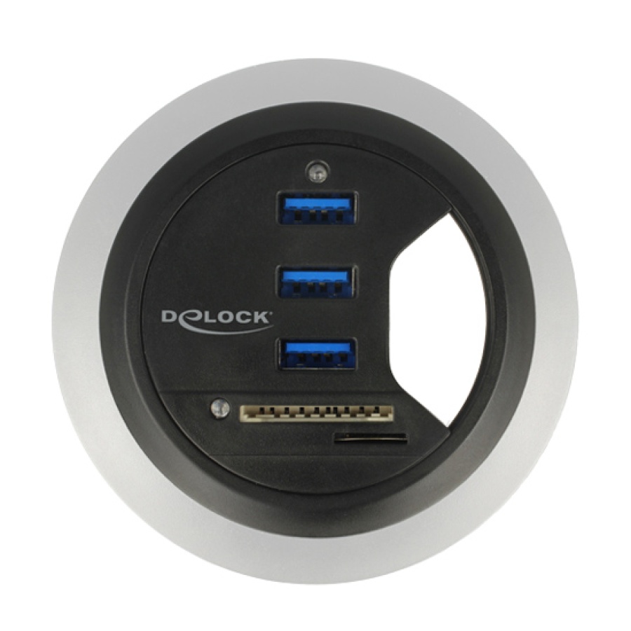 DELOCK USB hub 62869 με card reader, 5x θυρών, 5Gbps, Φ60/80mm, μαύρο - Image 3