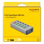 DELOCK USB hub 63262 με διακόπτες, 5x θυρών, 5Gbps, 2.4A, γκρι - Image 3