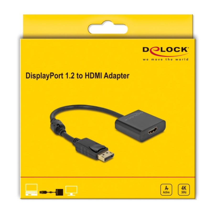 DELOCK αντάπτορας DisplayPort σε HDMI 63585, 4K/30Hz, active, μαύρος - Image 2