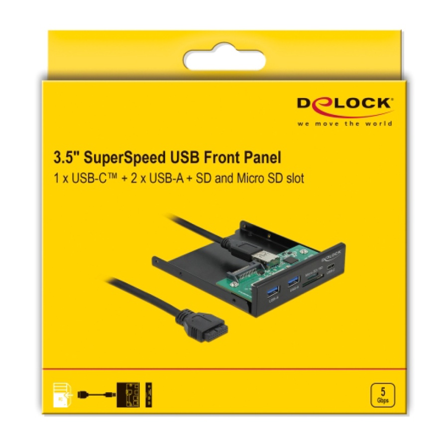 DELOCK front panel 64058, 3.5" σε USB-C, 2x USB & SD/Micro SD - Image 4