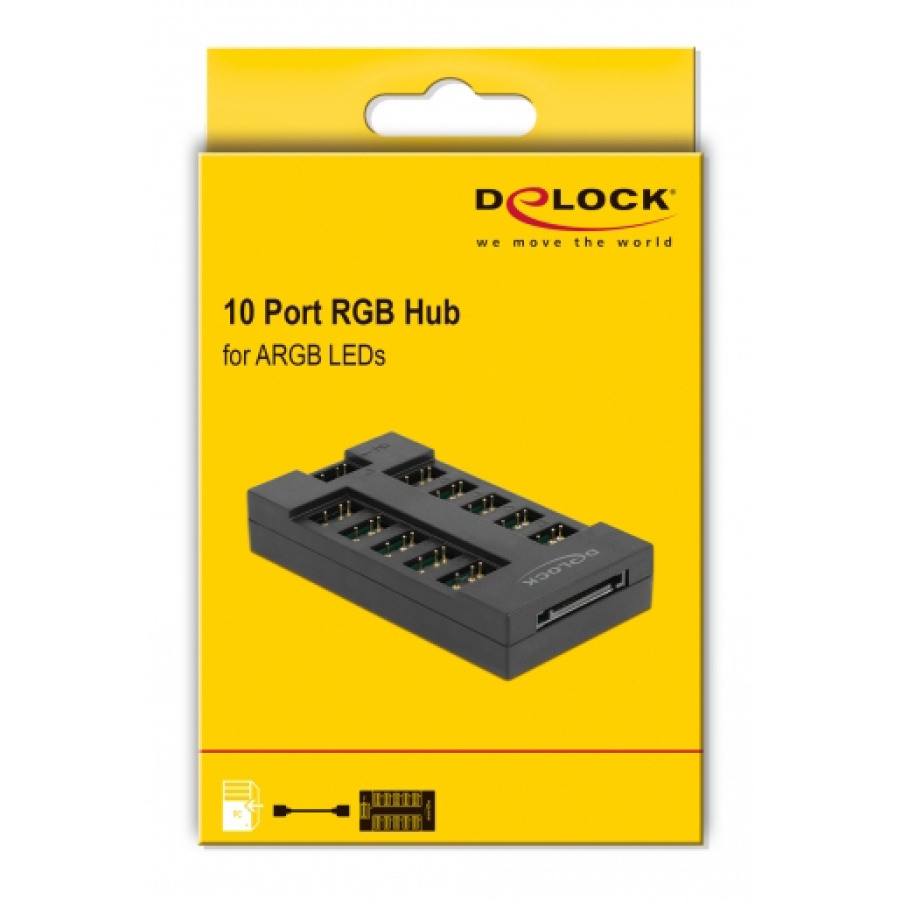DELOCK RGB hub 64128 για ARGB LEDs, 10 θύρες, μαύρο - Image 3