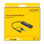 DELOCK docking station 64149, 4 θυρών, USB & USB-C σύνδεση, μαύρο - Image 3