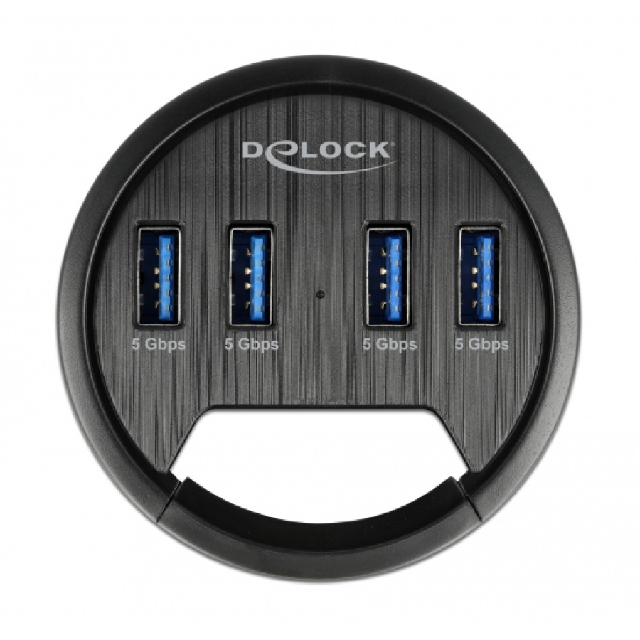 DELOCK USB hub 64153, 4x θυρών, 5Gbps, Φ60mm, USB σύνδεση, μαύρο - Image 3