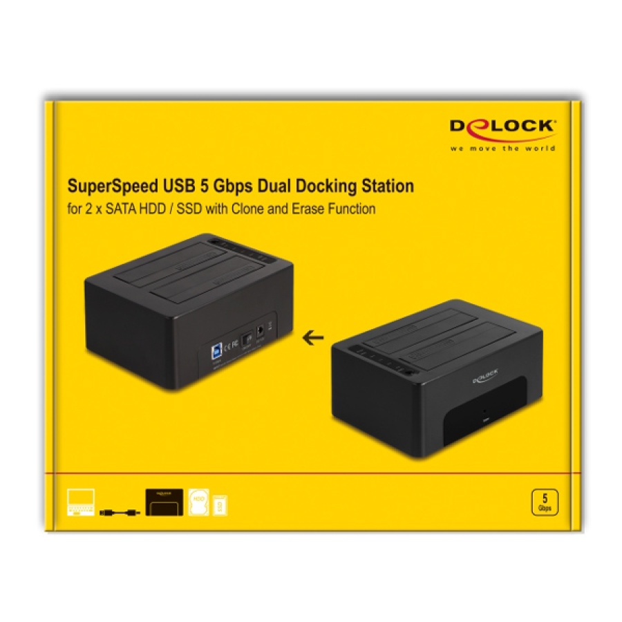 DELOCK docking station 64187, clone/erase function, 2x SSD/HDD, 5Gb/s - Image 6