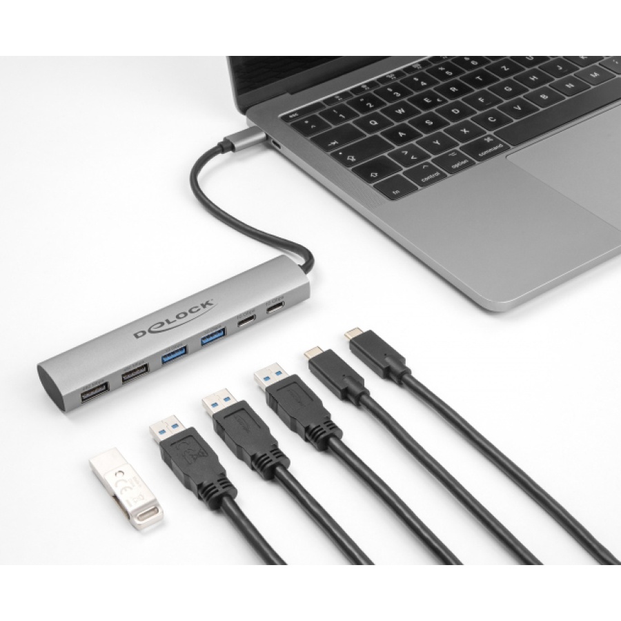 DELOCK USB hub 64232, 6x θυρών, 10Gbps, USB-C σύνδεση, γκρι - Image 2