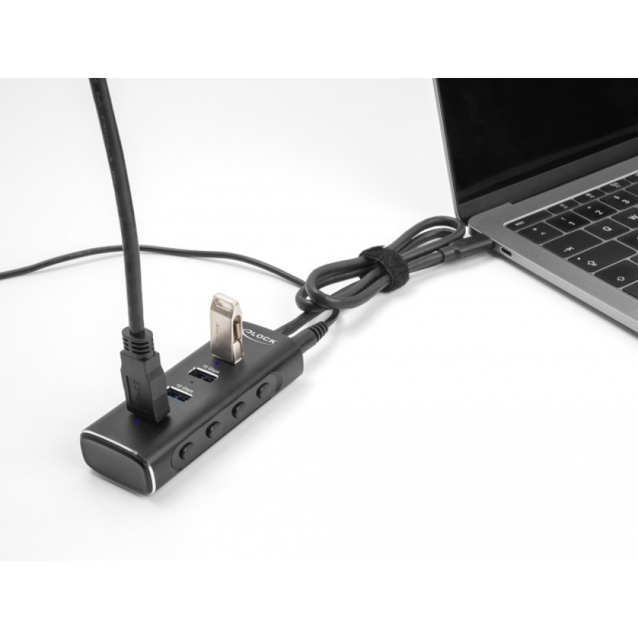 DELOCK USB hub 64233 με διακόπτες, 4 θυρών, 10Gbps, USB-C σύνδεση, μαύρο - Image 2