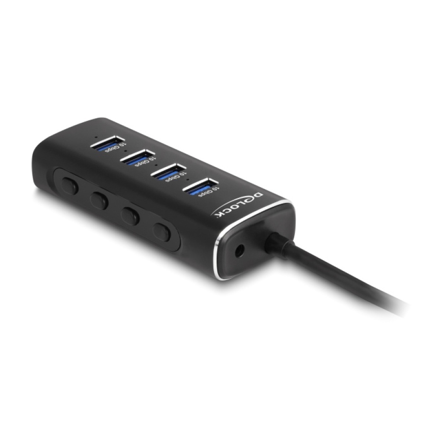 DELOCK USB hub 64233 με διακόπτες, 4 θυρών, 10Gbps, USB-C σύνδεση, μαύρο - Image 4