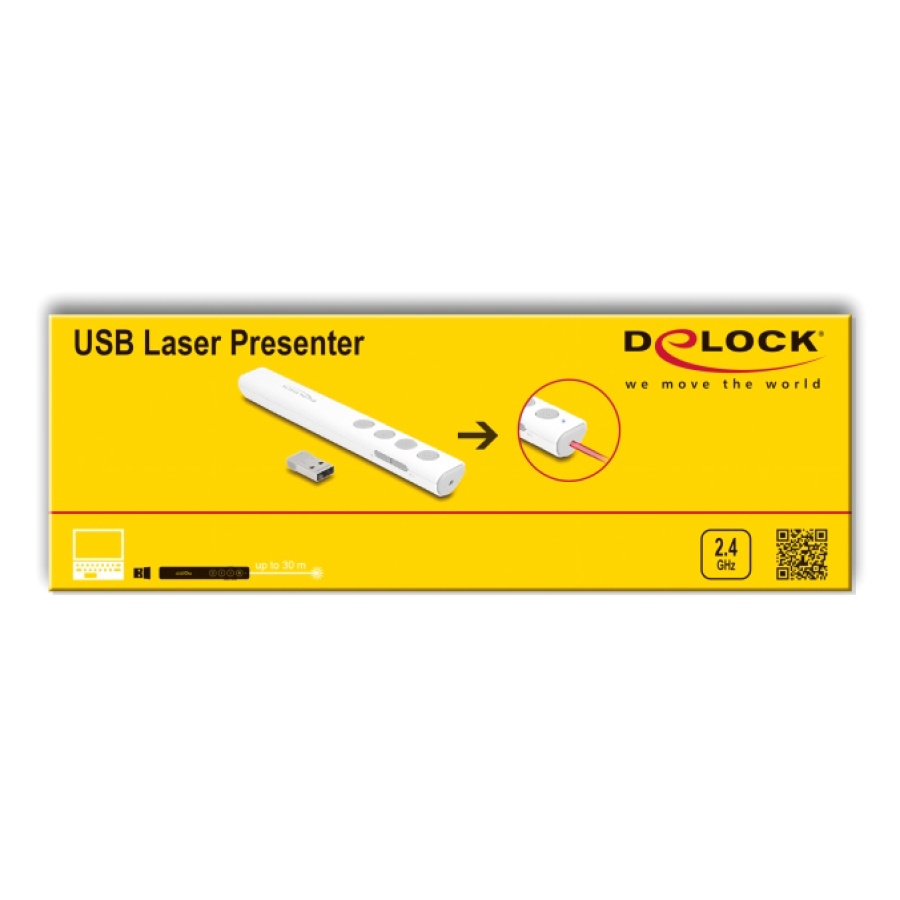 DELOCK τηλεχειριστήριο παρουσιάσεων 64251 με laser & πλήκτρα, 30m, λευκό - Image 6