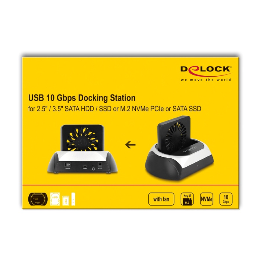 DELOCK docking station 64280 για M.2 NVMe/SATA SSD & HDD, 10Gbps, μαύρο - Image 8