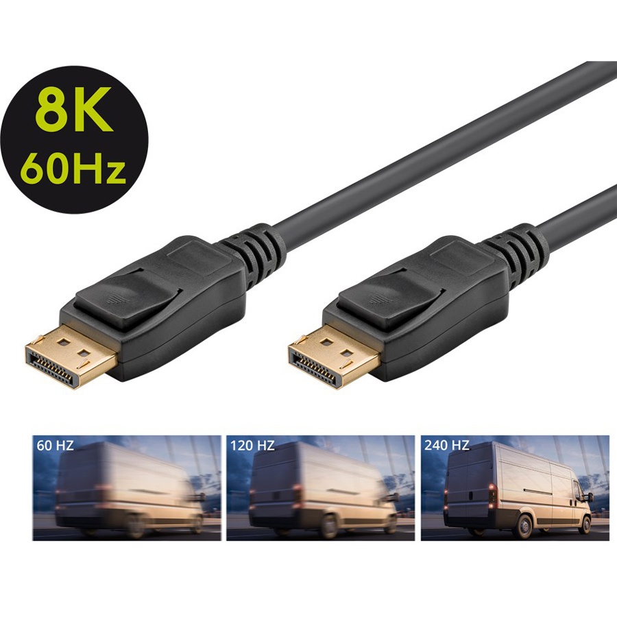 GOOBAY καλώδιο DisplayPort 64797, 8K/60Hz, 32.4 Gbps, 1m, μαύρο - Image 2