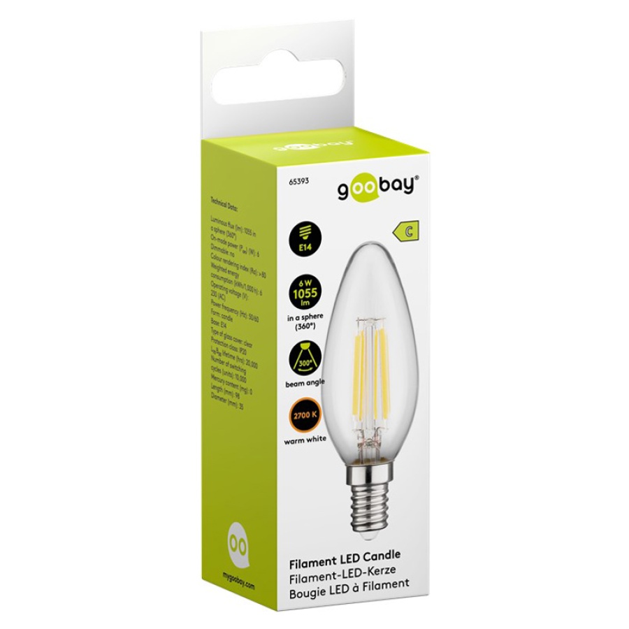 GOOBAY LED λάμπα candle 65393, E14, Filament, 6W, 2700K, 1055lm - Image 3